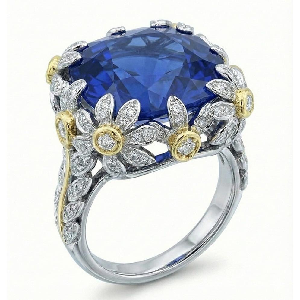 8 Carat Two Tone Sapphire Engagement Ring