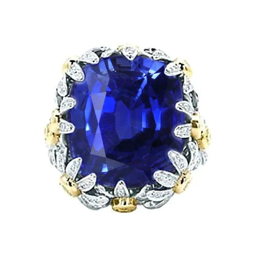 8 Carat Two Tone Sapphire Engagement Ring