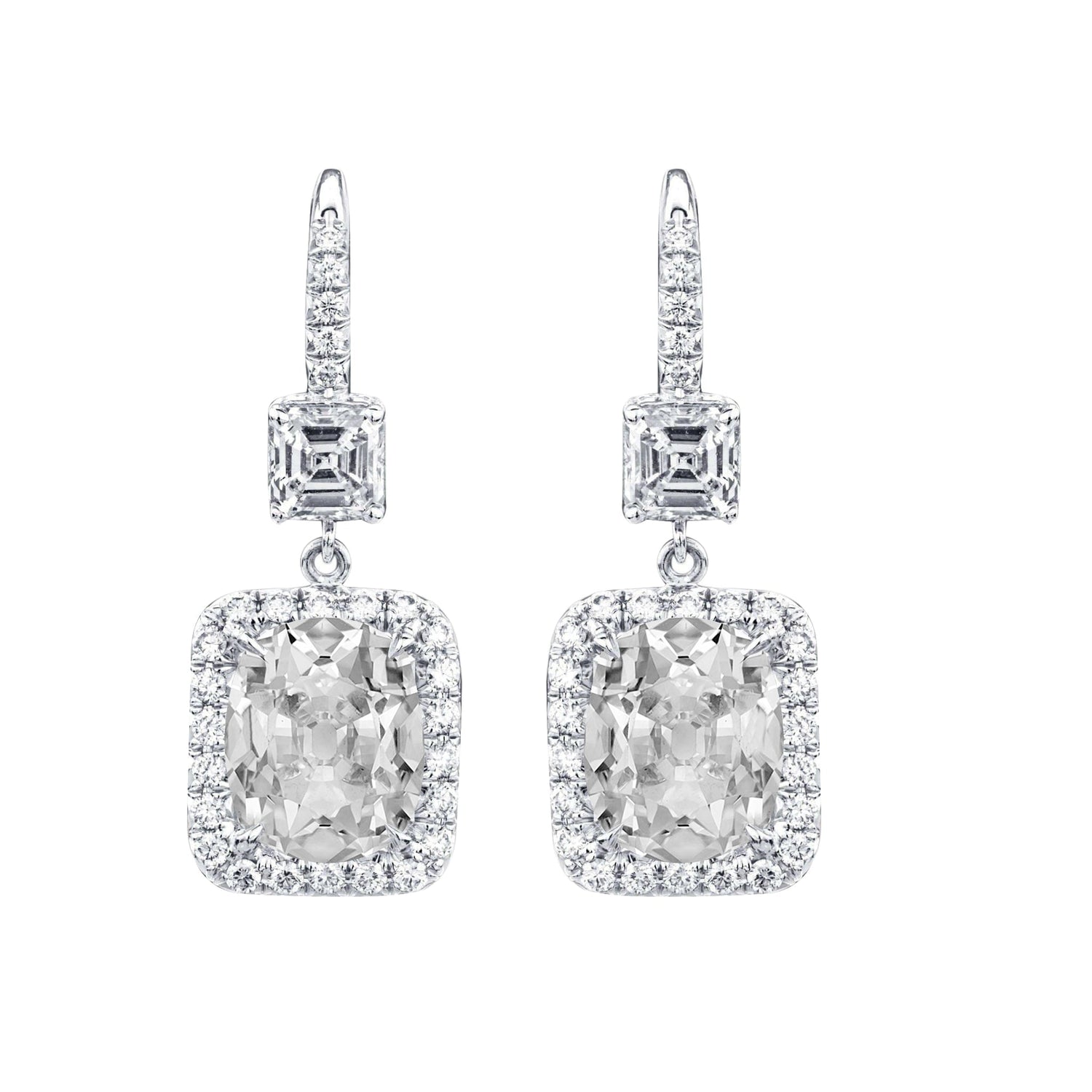 Fine Diamond Drop Earrings 2-ct 14K White Gold – main view