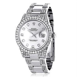 8 Carats Round Diamond Rolex Datejust Gents Watch Stainless Steel