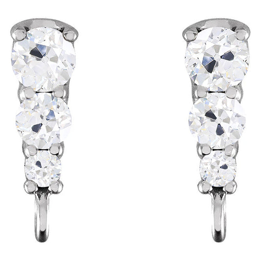 Genuine Diamond Earrings 1.50 ct 14 Karat White Gold – main view