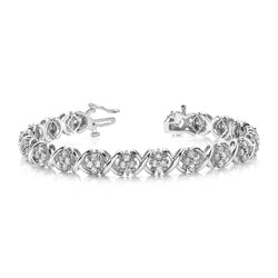 8 Carats White Gold 14K Real Round Cut Natural Earth Mined Diamond Tennis Fine Bracelet