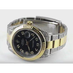 8 Ct. Rolex Datejust 2 41Mm Mens Watch Black Dial Iced Out Diamond