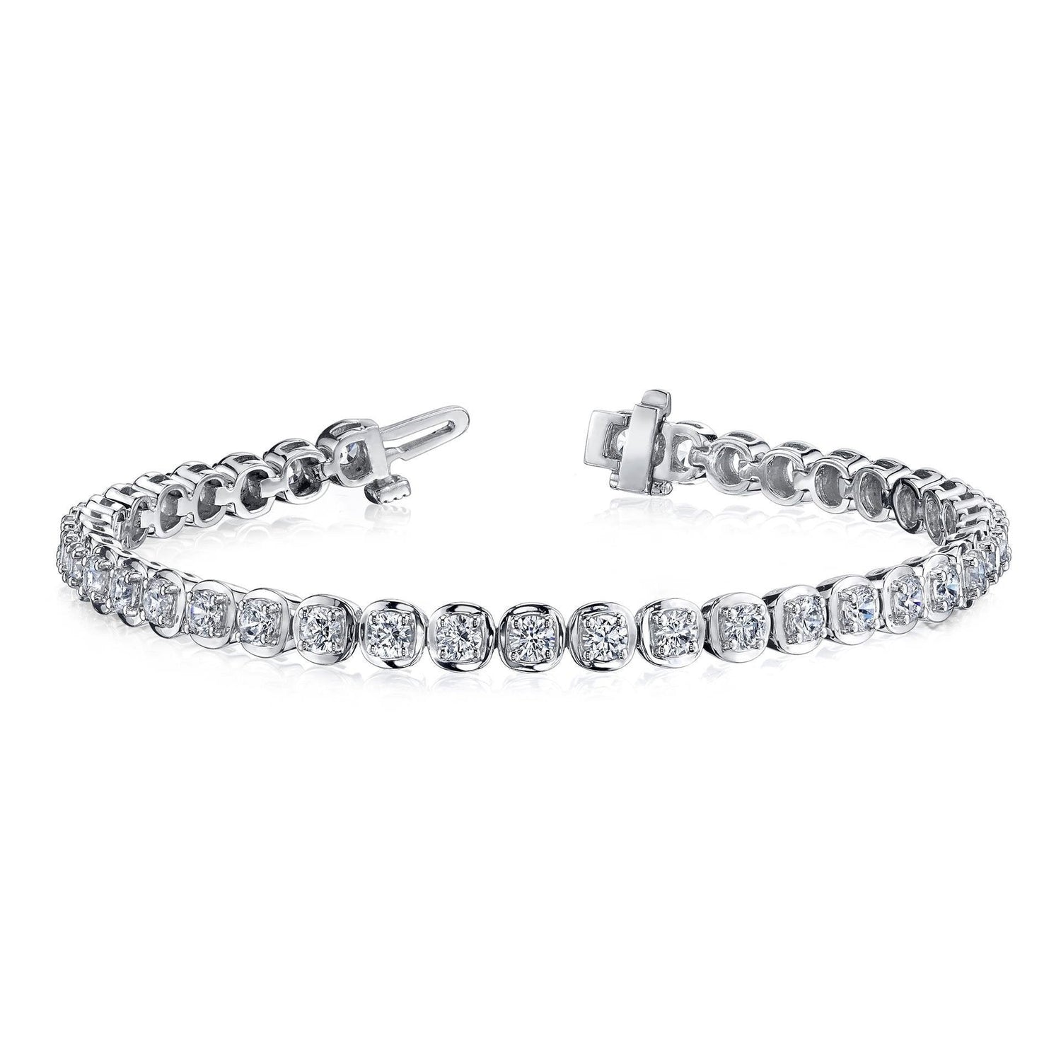 8 Ct Real Round Brilliant Cut Diamond Tennis Bracelet White Gold 14K