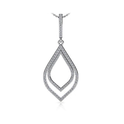 8 Ct Real Round Cut Diamonds Open Double Leaf Pendant Necklace White Gold