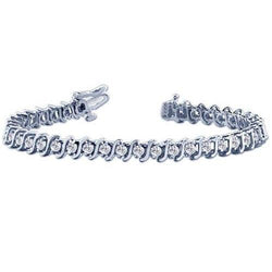 8 Ct Round Real Diamond S Link Tennis Bracelet White Gold Lady Jewelry