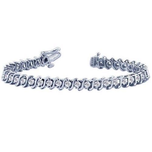 8 Ct Round Real Diamond S Link Tennis Bracelet White Gold Lady Jewelry