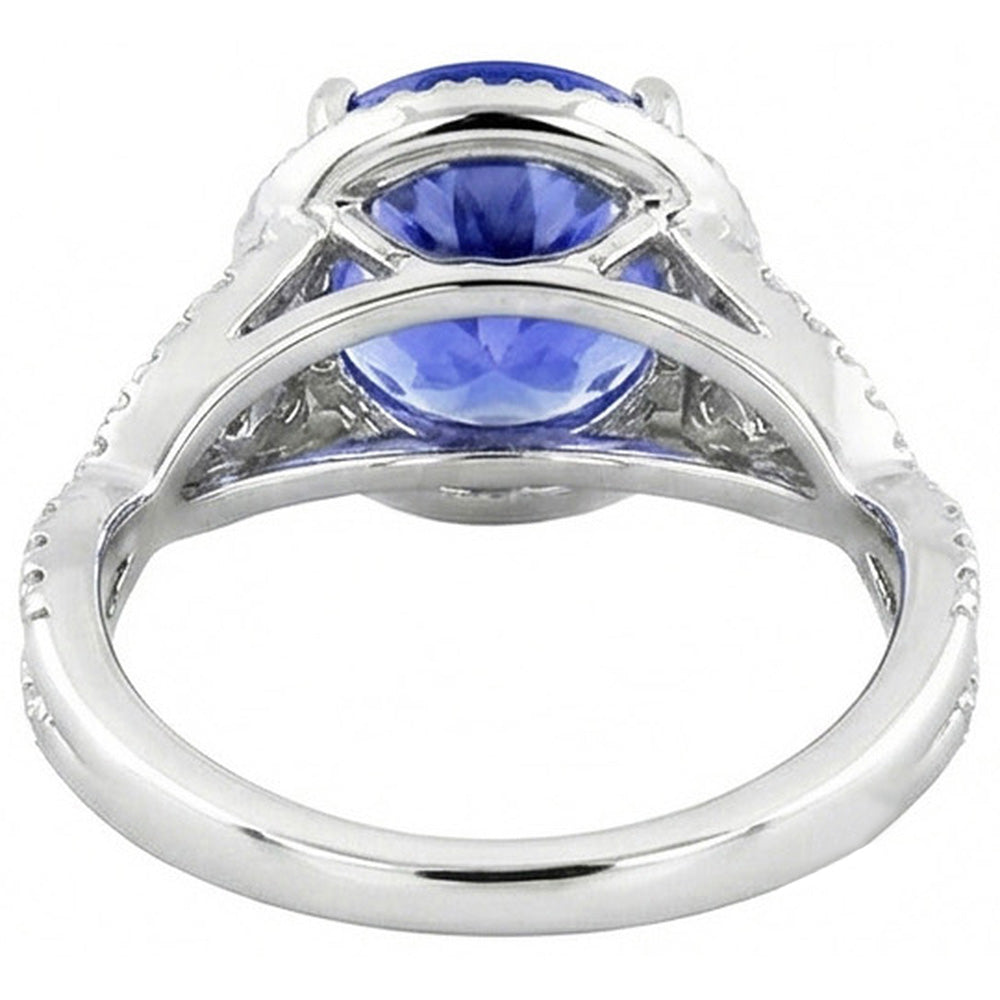 8 Cts. Round Ceylon Sapphire And Natural Earth Mined Diamond ( Not Lab Grown )s Ring White Gold 14K