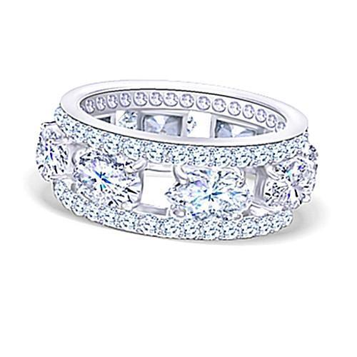 8 Carats Classic Sandwich Lab Grown Diamond Eternity Band White Gold 14K