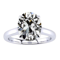 Earth-Mined Old Mine Cut Fine Diamond Solitaire Engagement Ring