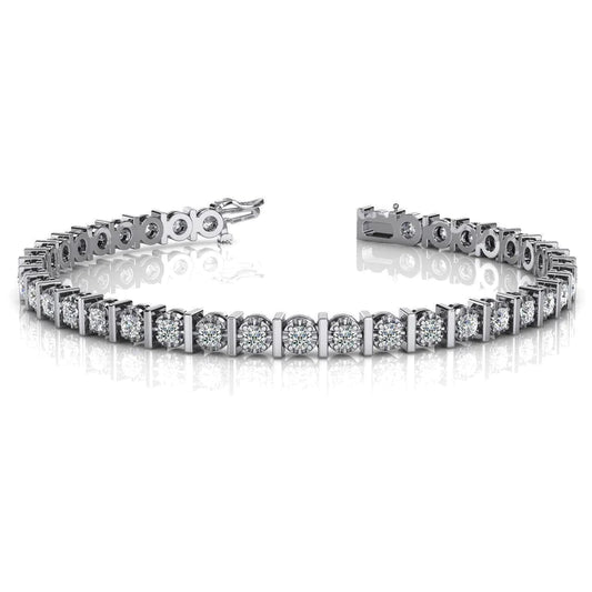 8 Carats Prong Set Round Cut Lab Grown Diamonds Tennis Bracelet Gold White 14K
