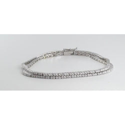 8 Carats Round Cut Double Row Lab Grown Diamond Lady Bracelet White Gold 14K