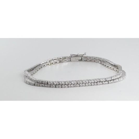8 Carats Round Cut Double Row Lab Grown Diamond Lady Bracelet White Gold 14K