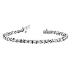 8 Carats Three Prong Set Round Lab Grown Diamond Tennis Bracelet Gold White