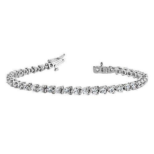 8 Carats Three Prong Set Round Lab Grown Diamond Tennis Bracelet Gold White