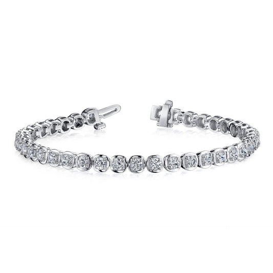 8 Ct Round Brilliant Cut Lab Grown Diamond Tennis Bracelet White Gold 14K