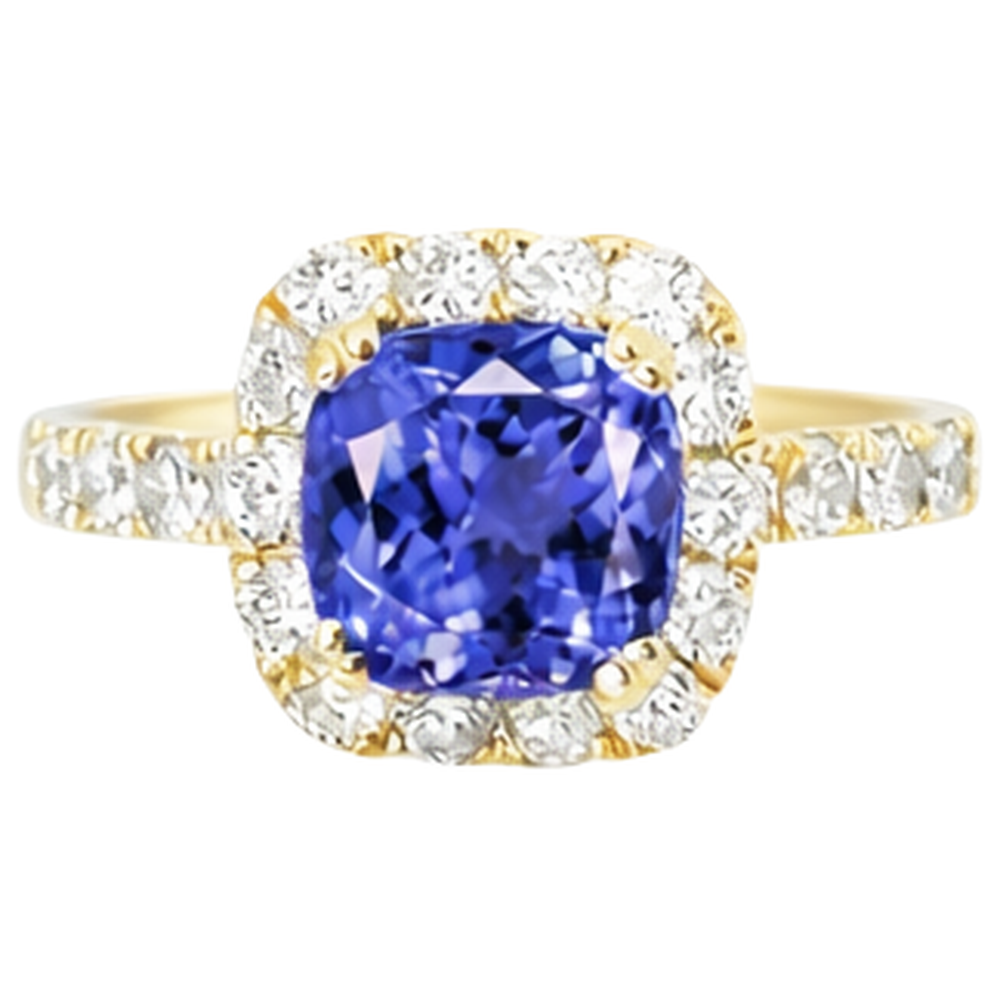 9.00 Ct Tanzanite And Natural Earth Mined Diamond ( Not Lab Grown )s Ring Gold Yellow 14K