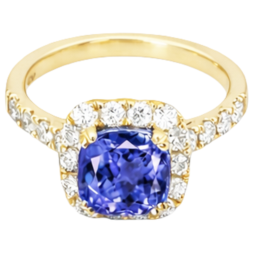 9.00 Ct Tanzanite And Natural Earth Mined Diamond ( Not Lab Grown )s Ring Gold Yellow 14K