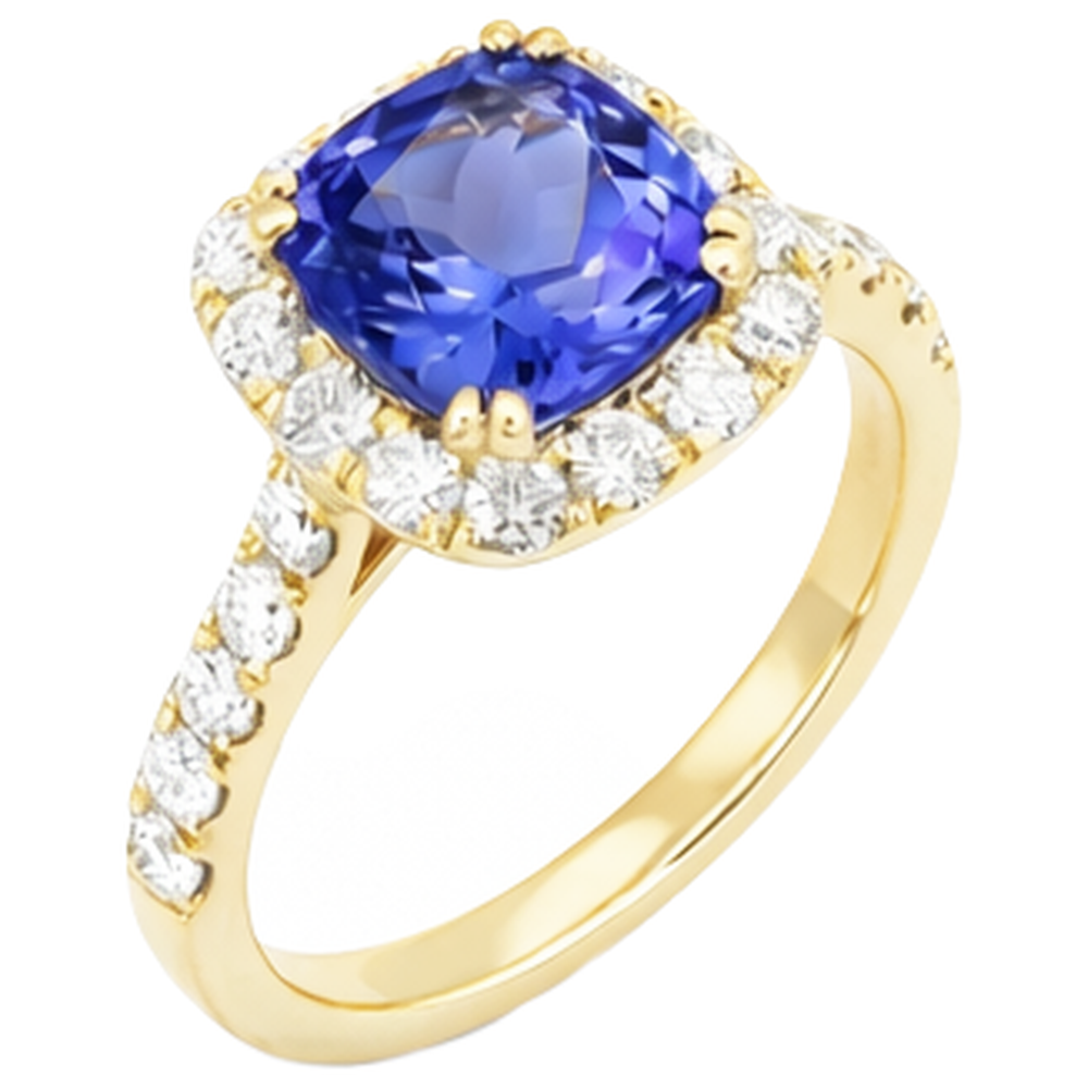 9.00 Ct Tanzanite And Natural Earth Mined Diamond ( Not Lab Grown )s Ring Gold Yellow 14K