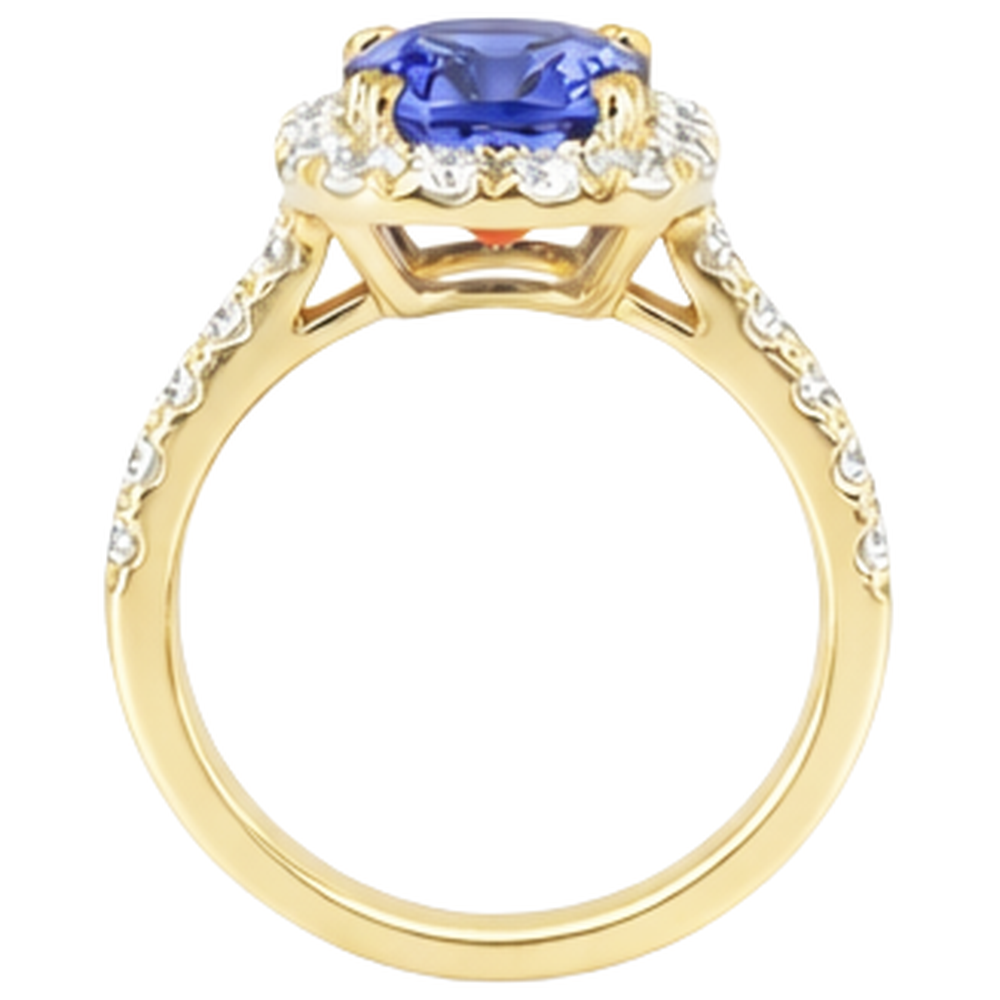 9.00 Ct Tanzanite And Natural Earth Mined Diamond ( Not Lab Grown )s Ring Gold Yellow 14K