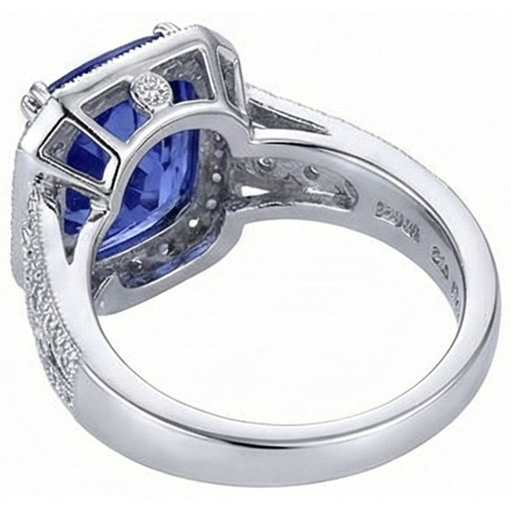 natural round tanzanite 9.50ct ring top view