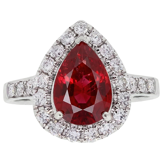 natural round ruby 9.50ct ring front view