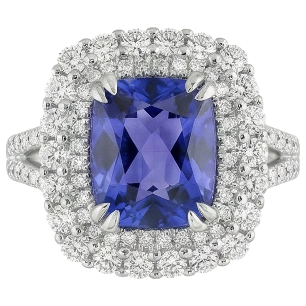natural round tanzanite 9.50ct ring side angle