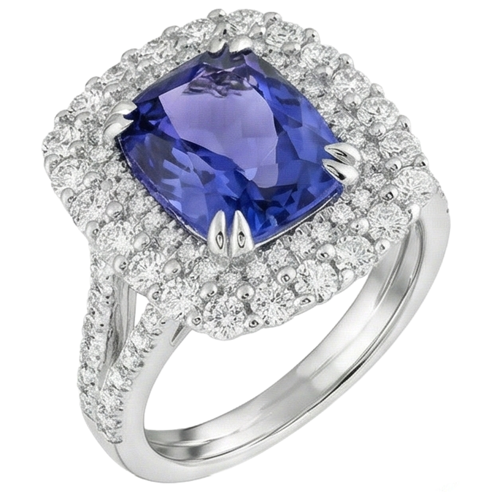 natural round tanzanite 9.50ct ring top view