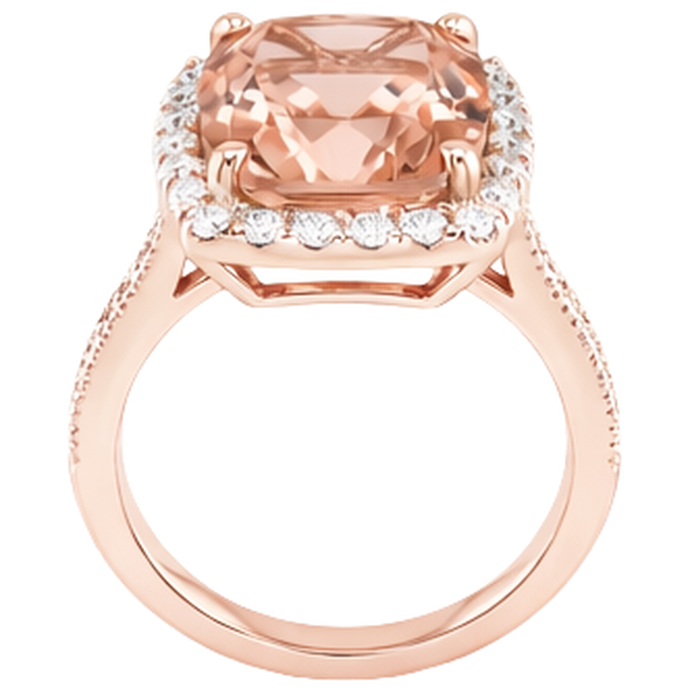 9.50 Ct Halo Morganite With Natural Earth Mined Diamond ( Not Lab Grown )s Wedding Ring Rose Gold