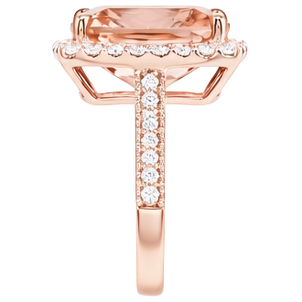 9.50 Ct Halo Morganite With Natural Earth Mined Diamond ( Not Lab Grown )s Wedding Ring Rose Gold