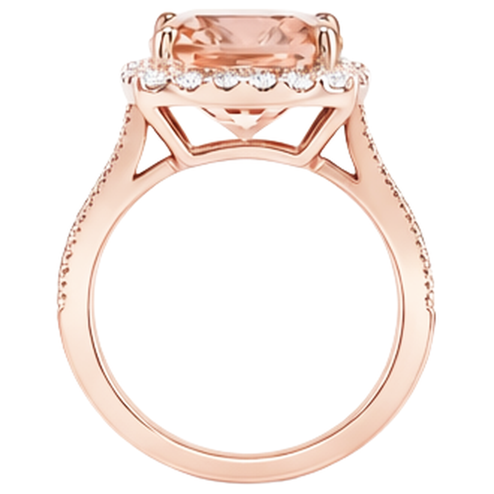 9.50 Ct Halo Morganite With Natural Earth Mined Diamond ( Not Lab Grown )s Wedding Ring Rose Gold