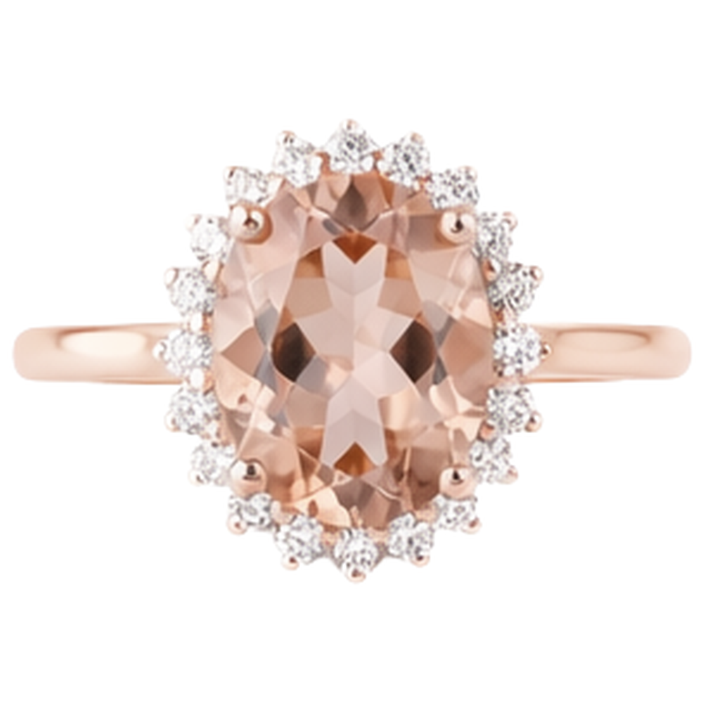 9.50 Ct Morganite With Natural Earth Mined Diamond ( Not Lab Grown )s Anniversary Ring Gold Rose 14K
