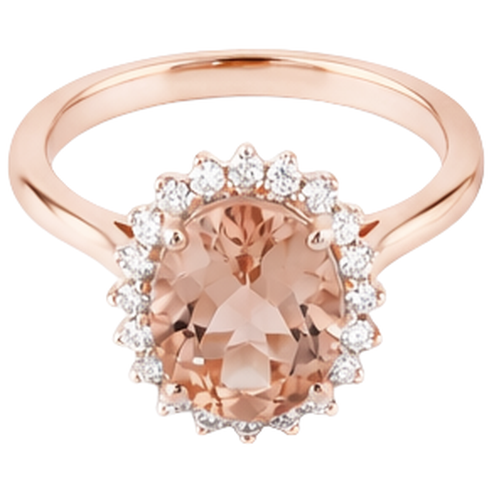 9.50 Ct Morganite With Natural Earth Mined Diamond ( Not Lab Grown )s Anniversary Ring Gold Rose 14K