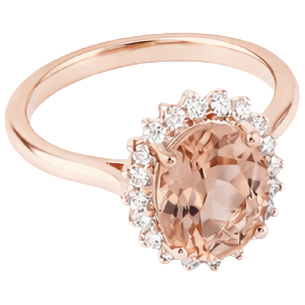 9.50 Ct Morganite With Natural Earth Mined Diamond ( Not Lab Grown )s Anniversary Ring Gold Rose 14K