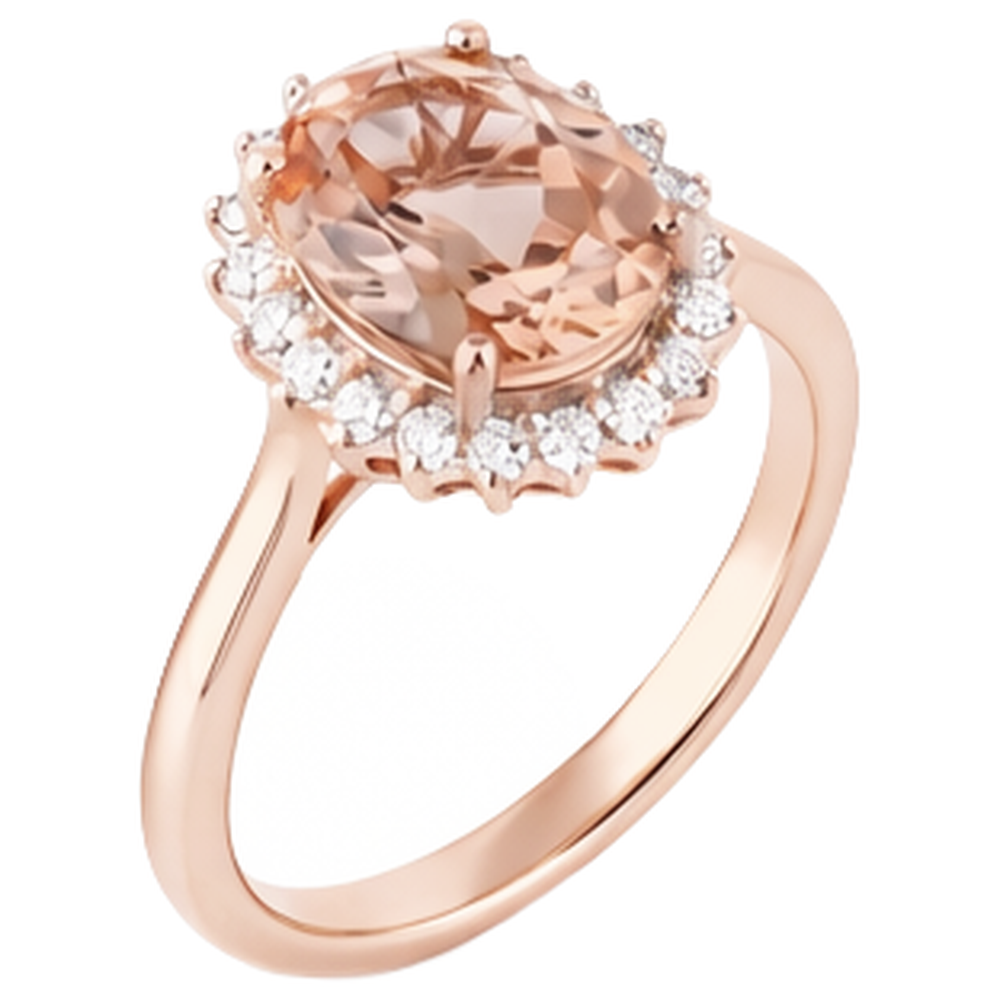 9.50 Ct Morganite With Natural Earth Mined Diamond ( Not Lab Grown )s Anniversary Ring Gold Rose 14K