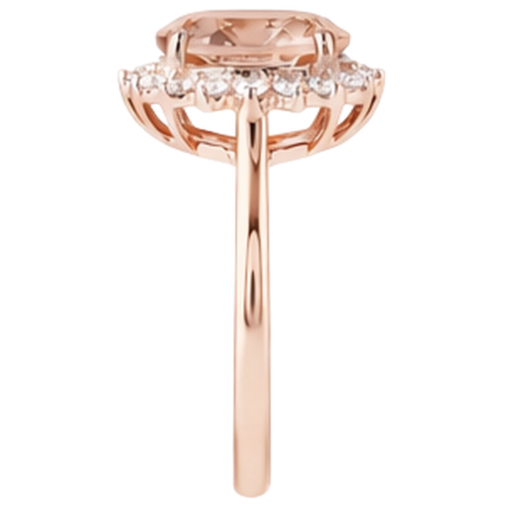 9.50 Ct Morganite With Natural Earth Mined Diamond ( Not Lab Grown )s Anniversary Ring Gold Rose 14K