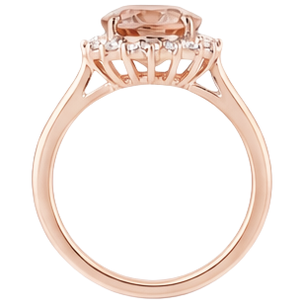 9.50 Ct Morganite With Natural Earth Mined Diamond ( Not Lab Grown )s Anniversary Ring Gold Rose 14K