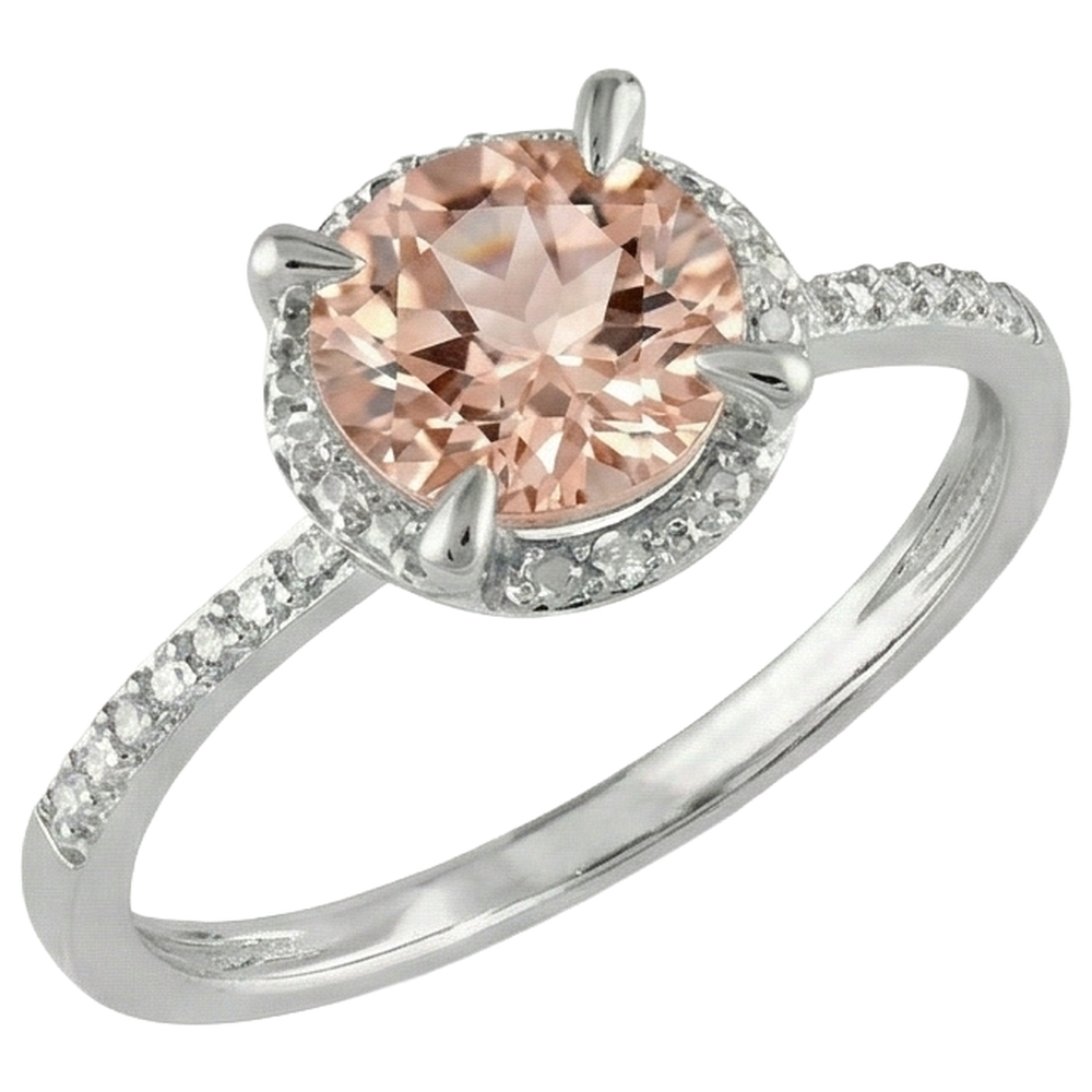 natural round morganite 9.75ct ring close up detail