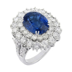9.75 Ct Sri Lanka Blue Sapphire Natural Earth Mined Diamond ( Not Lab Grown )s Anniversary Ring White Gold