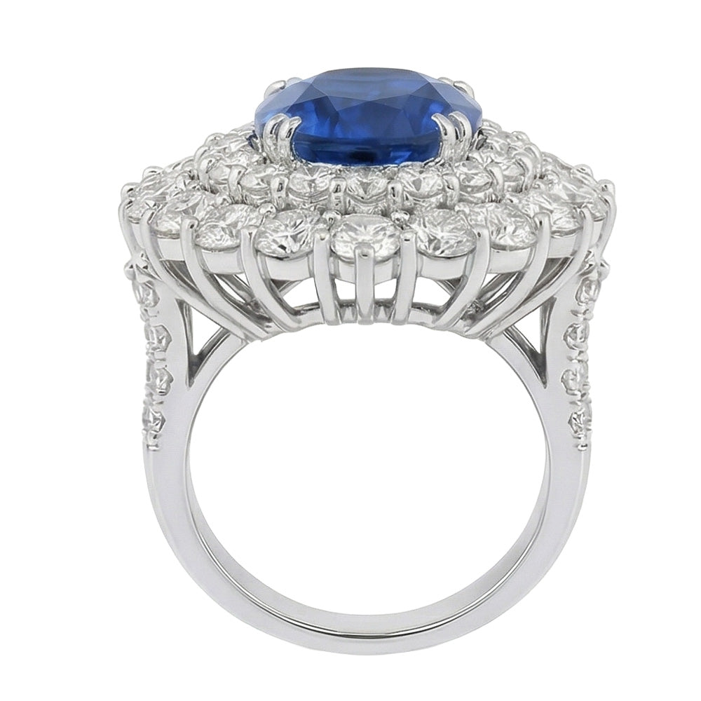 9.75 Ct Sri Lanka Blue Sapphire Natural Earth Mined Diamond ( Not Lab Grown )s Anniversary Ring White Gold
