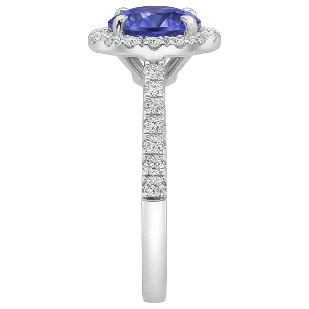 natural round tanzanite 9.85ct ring top view