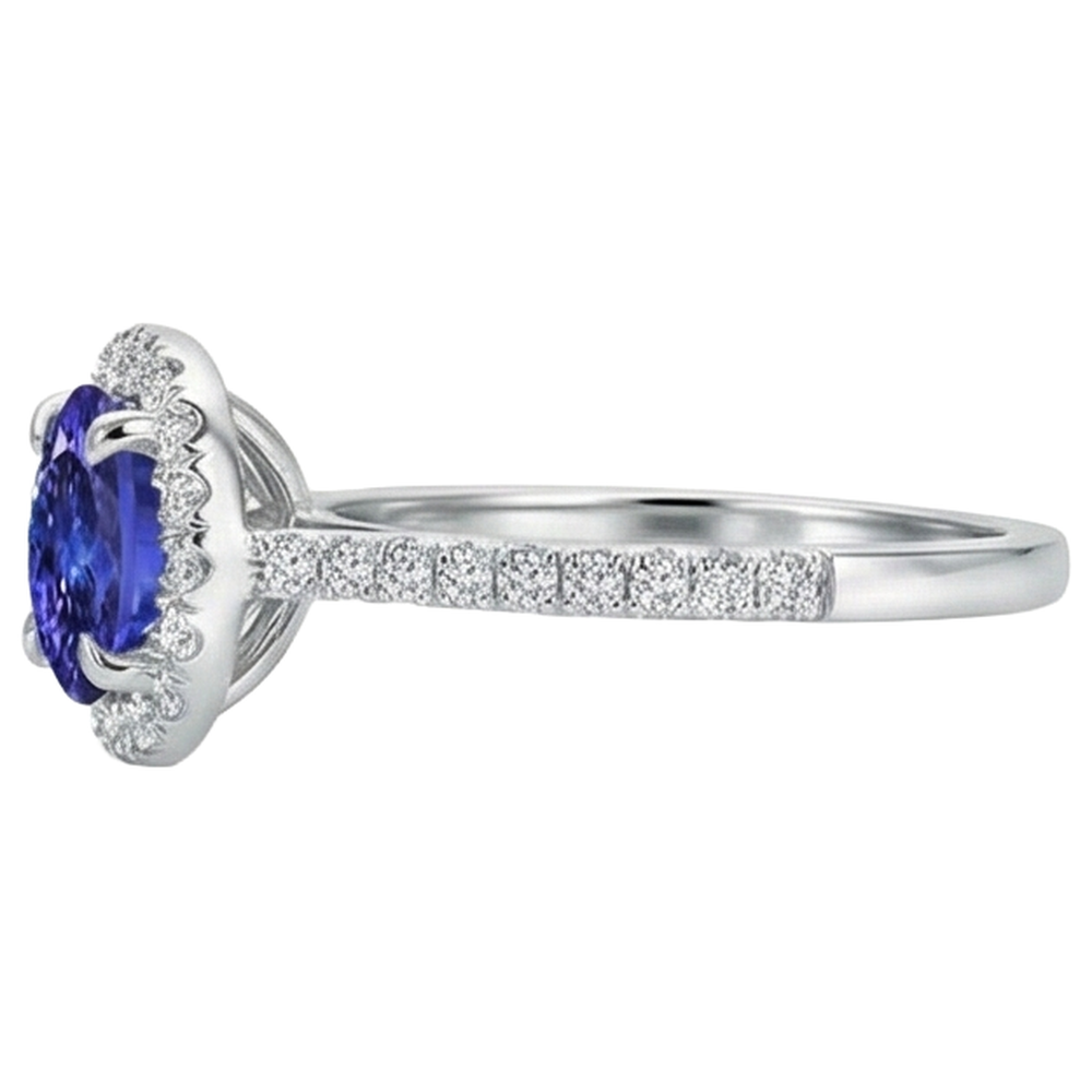 natural round tanzanite 9.85ct ring profile view