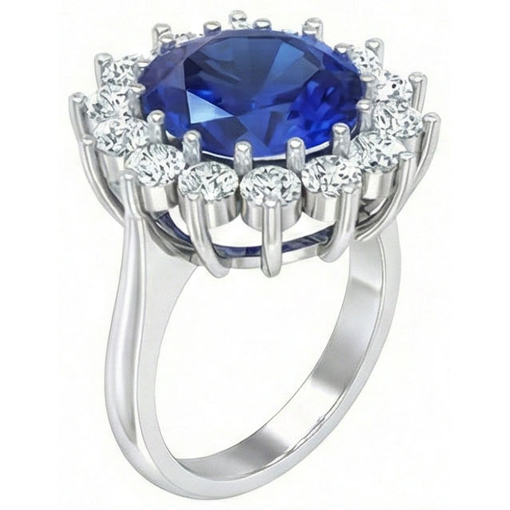 9 Carat Sapphire And Natural Earth Mined Diamond ( Not Lab Grown )  Engagement Ring
