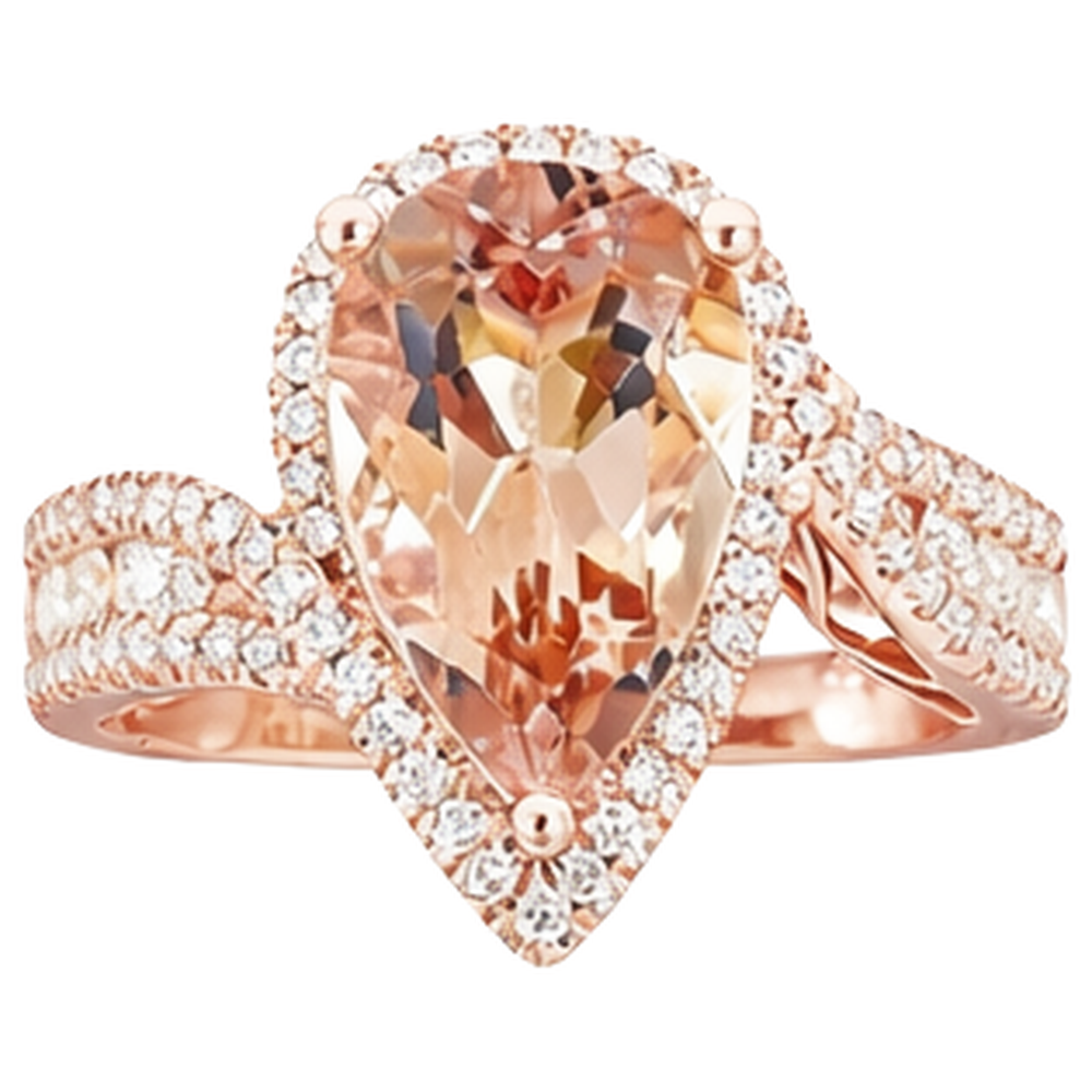 natural round morganite 9ct ring side angle