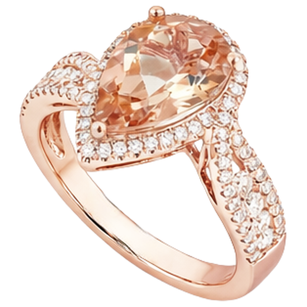 natural round morganite 9ct ring top view