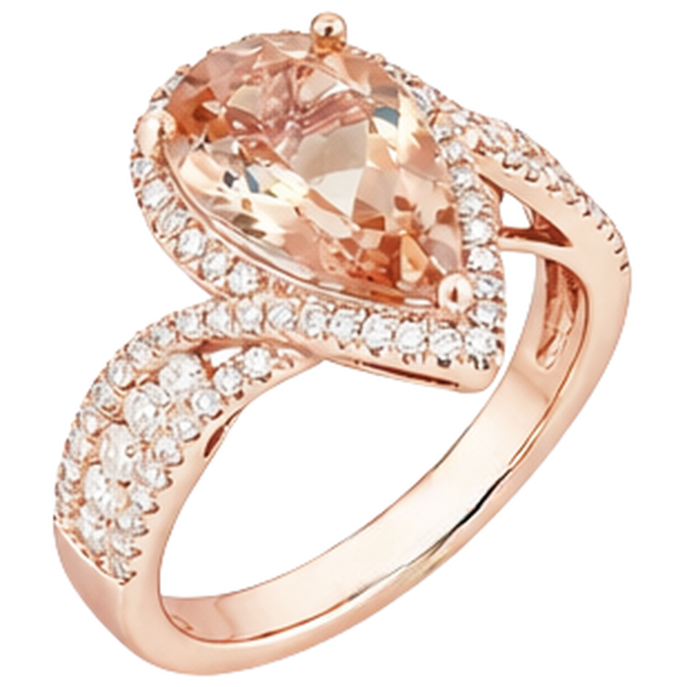 natural round morganite 9ct ring profile view
