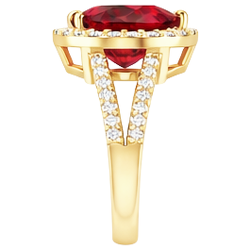 9 Ct Beautiful Heart Shape Ruby And Natural Earth Mined Diamond ( Not Lab Grown )  Ring Yellow Gold