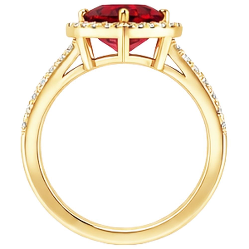 9 Ct Beautiful Heart Shape Ruby And Natural Earth Mined Diamond ( Not Lab Grown )  Ring Yellow Gold