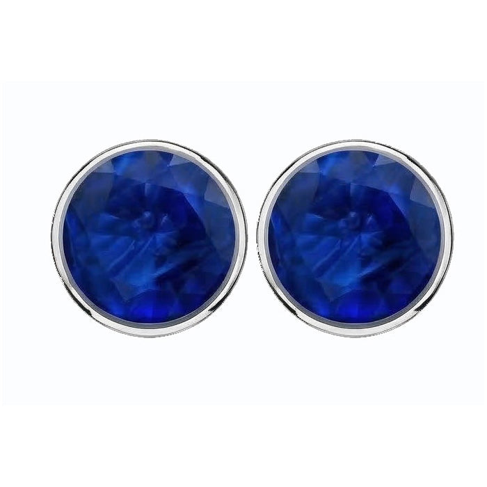 natural round sapphire 9ct earring side angle