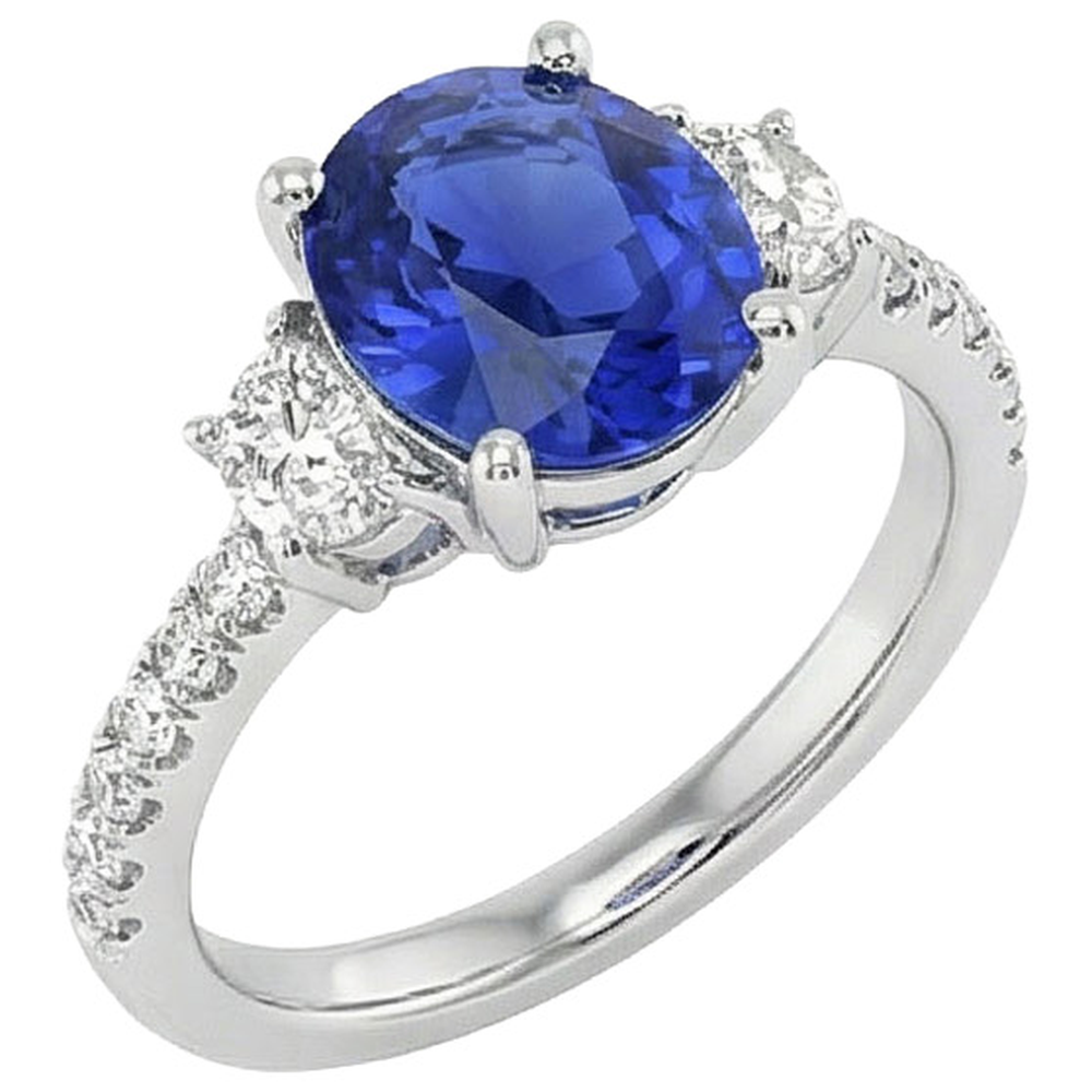 9 Ct Sapphire Ring Natural Earth Mined Diamond ( Not Lab Grown ) Jewelry